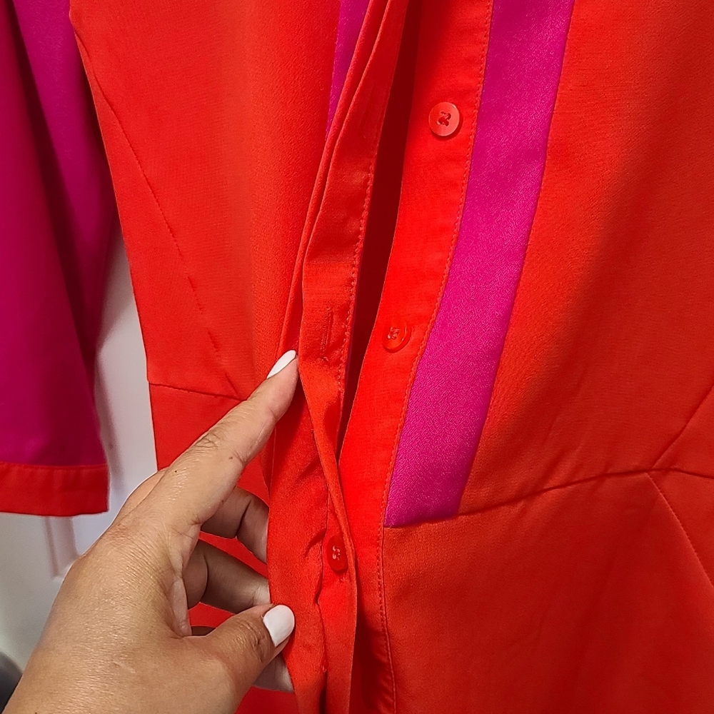 Attention Colorblock Shift Dress Pink&Orange Size L - Picture 8 of 16